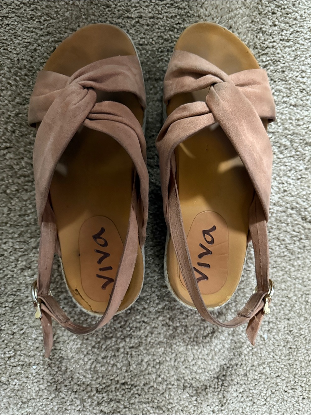 Viva Brand Women's Knot Front Slingback Sandals in Dusty Rose made in Brazil